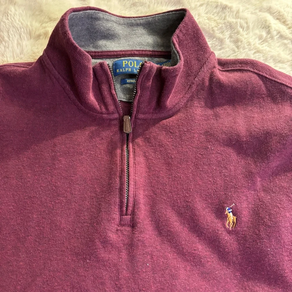 Polo Ralph Lauren Estate Rib Quarter Zip Pullover Burgundy Men’s XXL 2XL